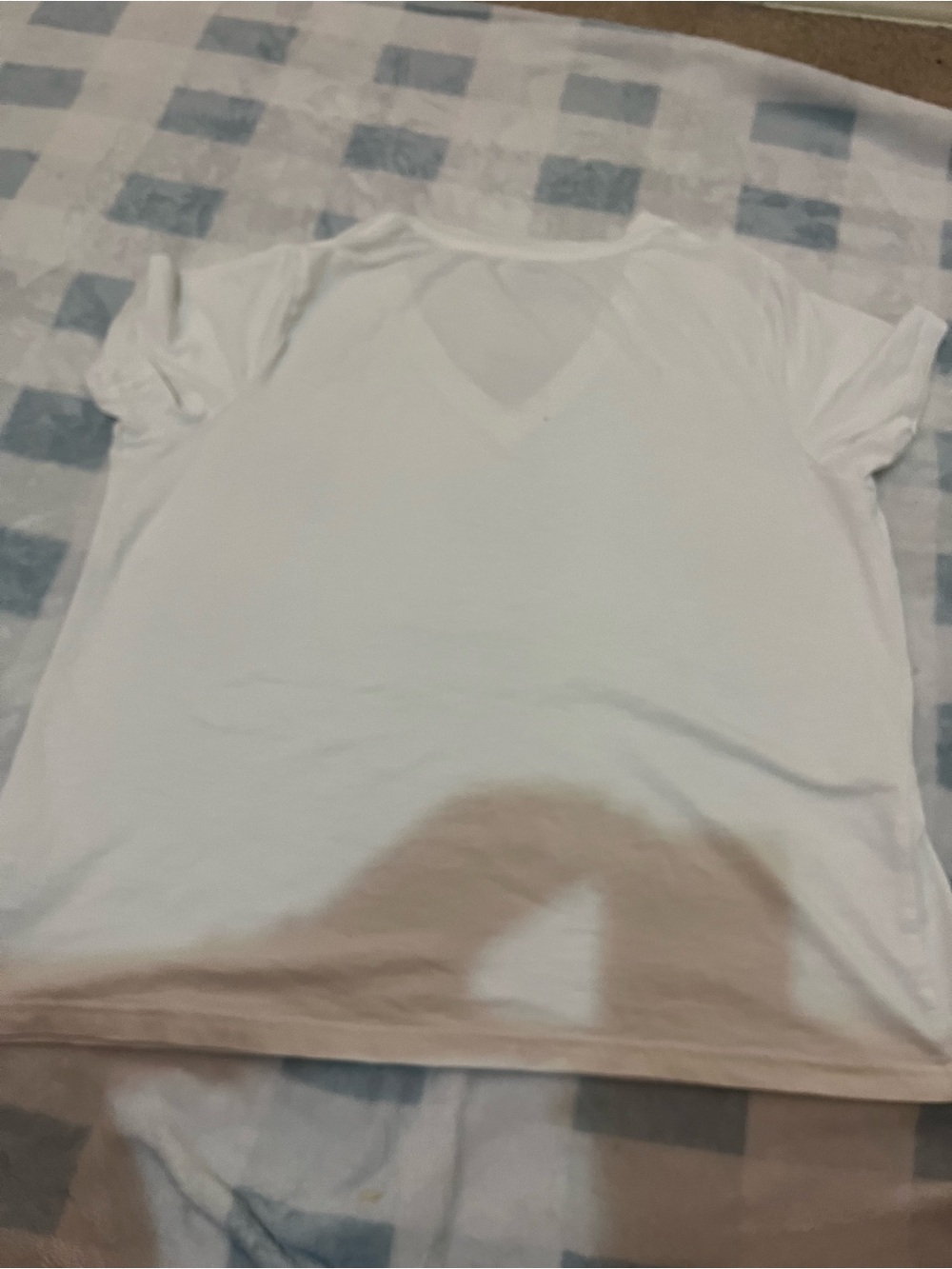 Time and Tru White V-Neck Short Sleeve Tee Top